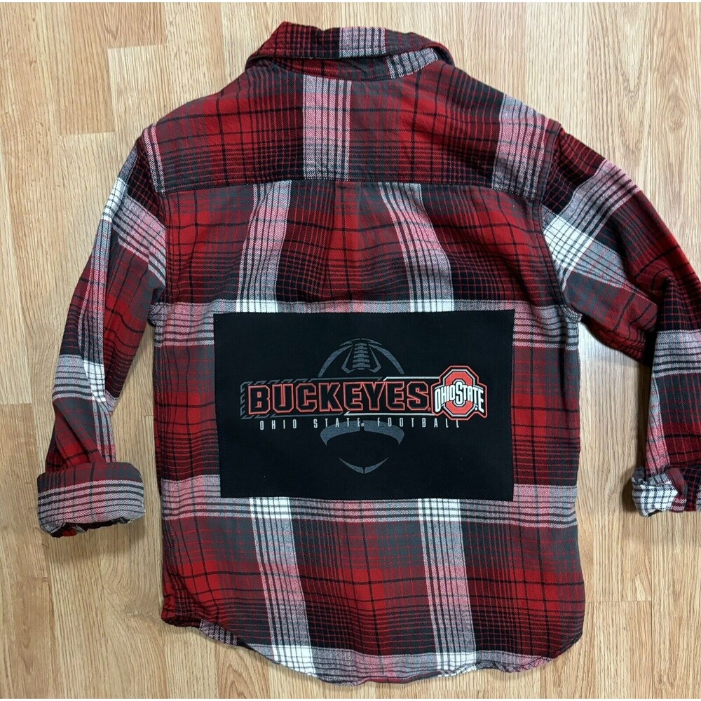 UPCYCLED Flannel Ohio State University Heavy Flannel Shirt Medium Shacket UNISEX